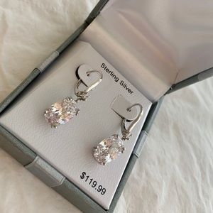 NEW Sterling Silver Morganite Drop Earrings